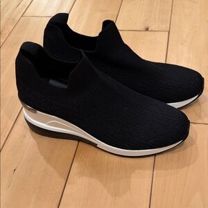 Black Mix No 6 Knit Wedge Slip-On Sneakers